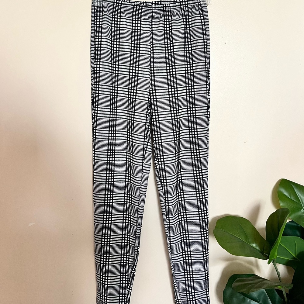 SHEIN Privé Elastic Waist Plaid Pants